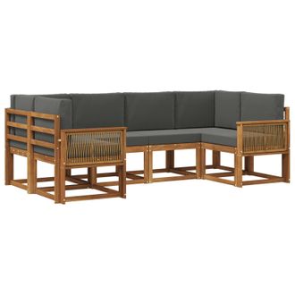 vidaXL Conjunto De Sof&aacute;s De Exterior 6 Pcs Natural Y Antracita Vidaxl