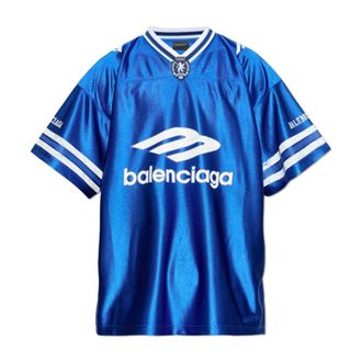 Balenciaga T-Shirts, male, Blue, Size: XL V-neck T-shirt