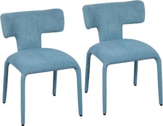 Woltu Woltu Juego De 2 Sillas De Cocina Tapizadas En Lino Colorado Comedor Sal&oacute;n Restaurante, Azul Brumoso