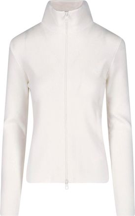 Courr&egrave;ges White High Collar Zip Merino Wool Cardigan