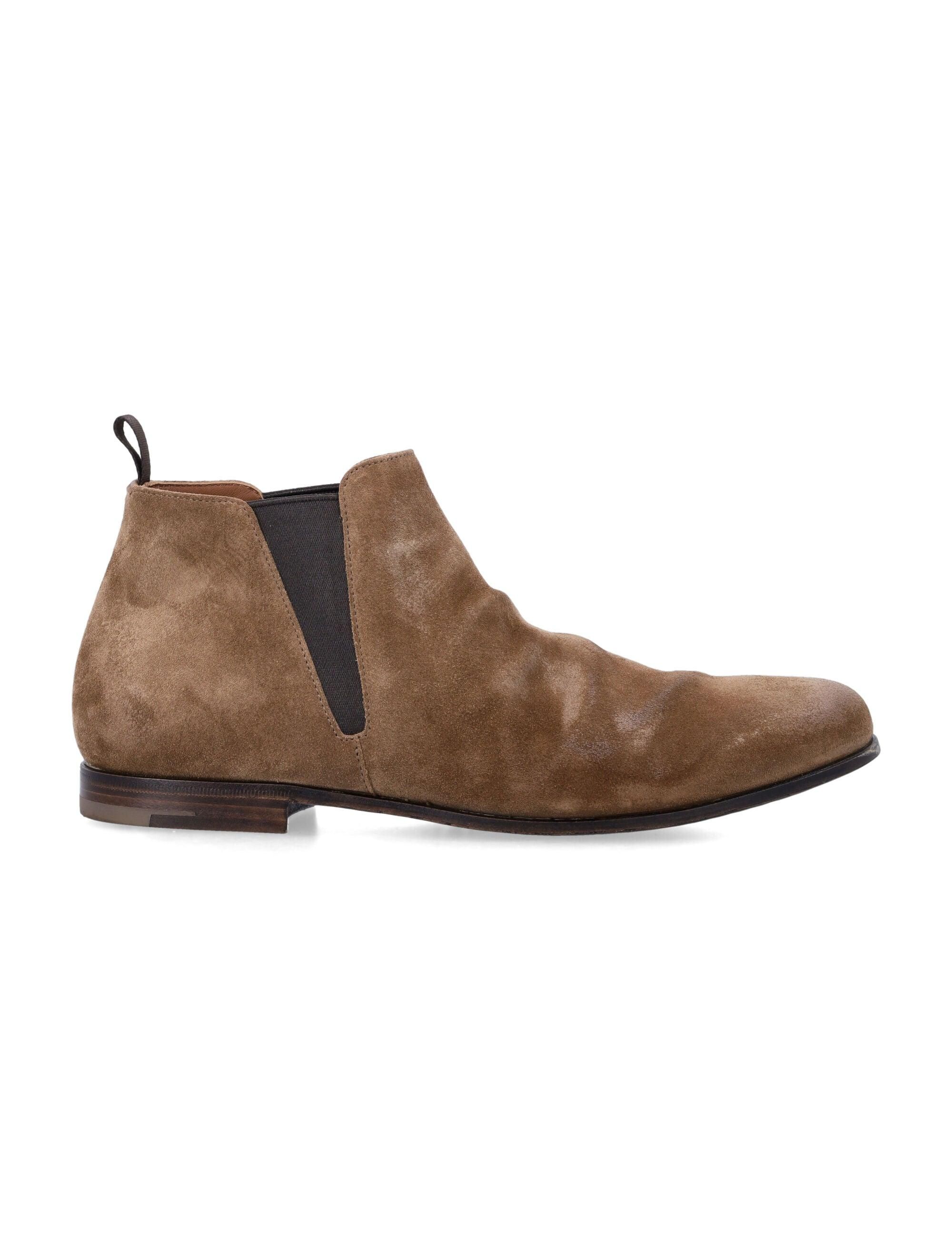Herren Chelsea Boots Ecru Weiß Rindsleder Runde Zehen Ankel Kurze Stiefel