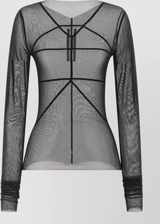 Rick Owens temple long sleeve sheer geometric top