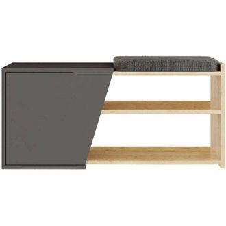 Dmora Scarpiera Dione, Mobile portascarpe, Armadio da ingresso multiuso, Mobiletto per calzature, 104x47 h37 cm, Quercia e Antracite - Dmora