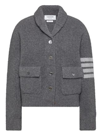 Thom Browne Bomberjack met 4 strepen en sjaalkraag - Grijs