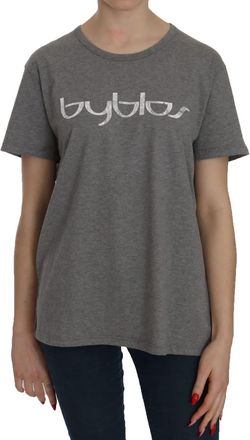 Byblos Cotton Short Sleeve Round Neck Top T-shirt Womens Blouse