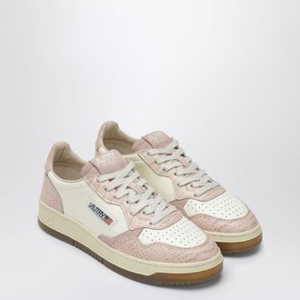 Autry Sneakers Medalist Low bianca/rosa con inserti effetto cocco