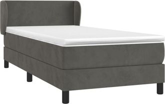 vidaXL Cama Box Spring Con Colch&oacute;n Terciopelo Gris Oscuro 90x200 Cm Vidaxl