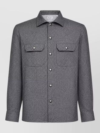 Brunello Cucinelli silk blend collared jacket long sleeves