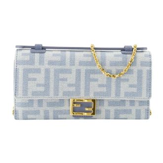 Fendi Baguette Continental Con Cadena - Bags - Mujer - Azul - ONE SIZE