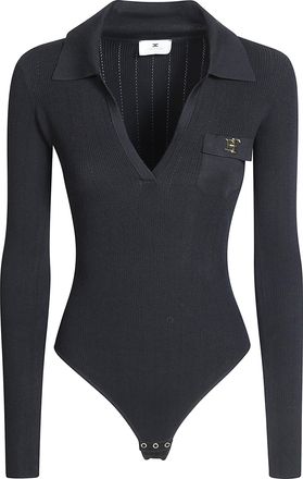 Elisabetta Franchi Black Ribbed Knit Bodysuit