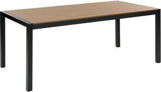 Beliani Mesa De Comedor De Metal Negro Madera Clara 180 X 90 Cm 6 Personas Vernio