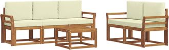 vidaXL Conjunto De Sof&aacute;s De Exterior 6 Uds. Natural Y Crema Vidaxl