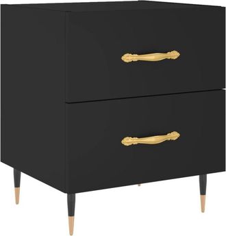 vidaXL Vidaxl - Mesita De Noche Madera De Ingenier&iacute;a Negro 40x35x47,5 Cm