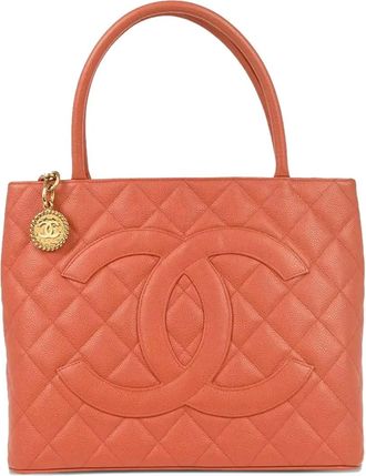 Chanel 2003-2004 Medallion quilted tote bag - women - Caviar Leather - One Size - Orange