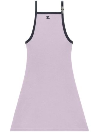 Courrèges logo-embroidered cotton minidress - Purple