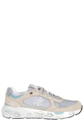 Premiata Blue And Gray Mase Iconic Side Design Leather Sneakers