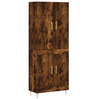 vidaXL Aparador Alto Madera Contrachapada Roble Ahumado 69,5x34x180 Cm Vidaxl