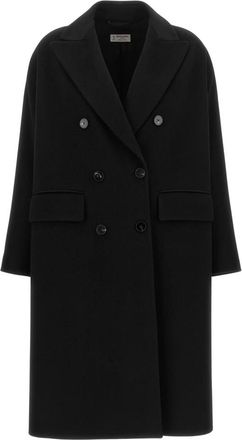 Alberto Biani Double-Breasted Coat - Dames - Mantel - Zwart - 2XS - Wol - Jassen