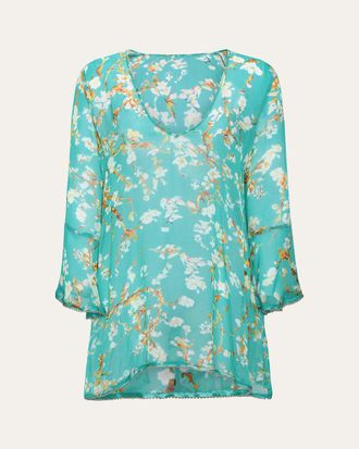 L'agence Ansley Cherry Sheer Mini Dress