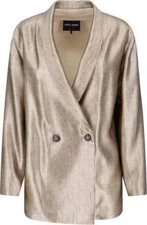 Giorgio Armani double-breasted silk blazer - women - Fabric - 42 - Neutrals
