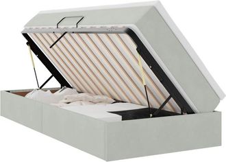 vidaXL Storage Bed with Mattress Light Grey 90 x 200 cm Velvet vidaXL