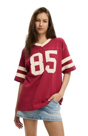 Cotton On V Neck Oversized Graphic Tee in 85 Cranberry Cider at Nordstrom, Size Xx-Small
