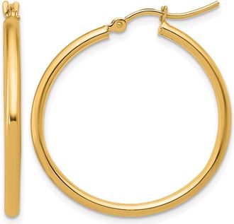 Diamond2Deal 14K Yellow Gold 2x30mm Round Hoop Earrings