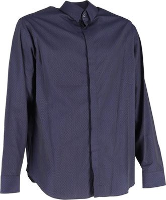 Giorgio Armani Printed Shirt in Navy Blue Cotton