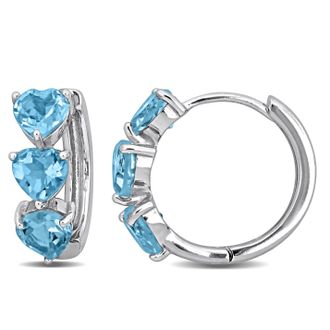 Mimi & Max 2 7/8 ct TGW Heart Shape Sky Blue Topaz Huggie Hoop Earrings in Sterling Silver