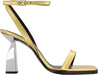 Nodaleto Gouden Metallic Hakken Sandalen Angel E - Dames - Sandalen met hakken - Geel - 37 1/2 EU - Leer - Schoenen