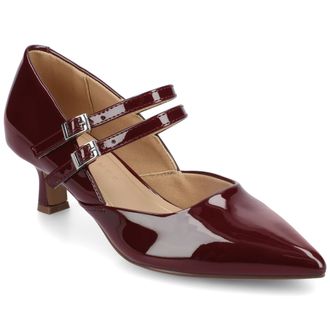 Journee Collection Womens Carnation Wide-Width Kitten Heel Mary Jane Pumps