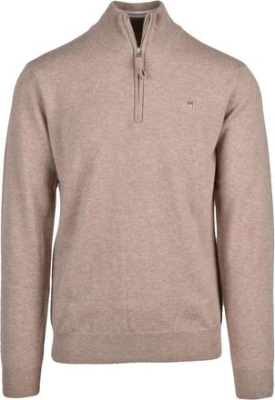 GANT Pullover - Heren - Coltruien - Beige - L - Wol - Truien & Vesten