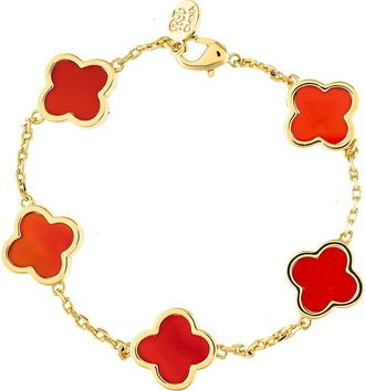 Rivka Friedman 18K Gold Plated Carnelian Clover Bracelet at Nordstrom Rack, Size 7.75