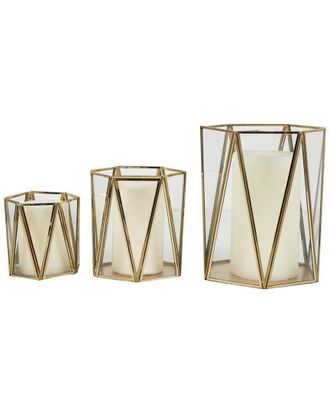 CosmoLiving by Cosmopolitan Peyton Lane Modern Metal Candle Lantern Set