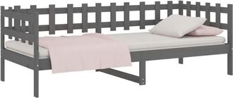 vidaXL Sofá cama madera maciza de pino gris 90x200 cm vidaXL