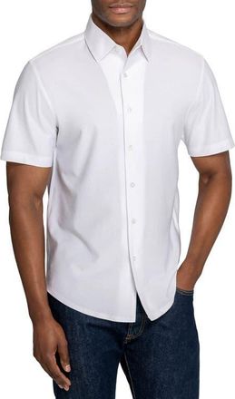 Brooklyn Brigade Solid Mapleton Luxe Cross Dyed Short Sleeve Shirt in White at Nordstrom, Size Xx-Large