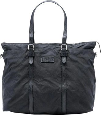 Gucci Pre-owned Tote Bags, female, Black, Size: ONE SIZE Pre-owned Nylon Tote Bag