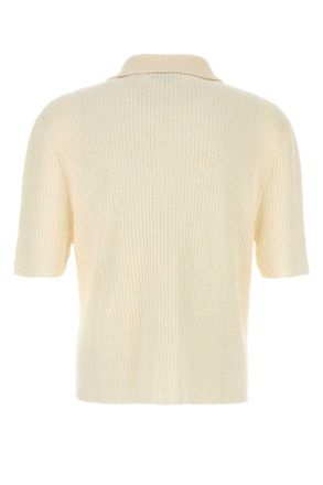 Le Kasha Mens Cream Linen Napoli Polo Shirt White Exterior: Organic