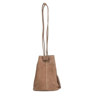 Estro & Luminara Small Velour Drawstring Bucket Bag - female - Estro - Bucket Bags - Beige - ONE SIZE - Bags
