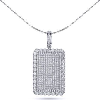 Jewelco London Silver CZ Sparkling Vanity Mirror Dog Tag Charm Pendant 1oz - APD175