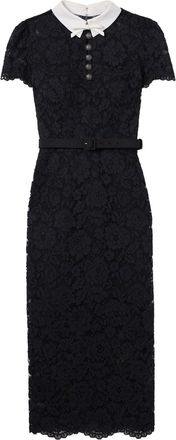 Self Portrait BLACK LACE MIDI DRESS WITH CONTRASTING COLLAR - Self-portrait - Woman