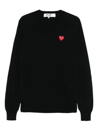 Comme Des Garçons emblem rhinestone-heart sweater - Black