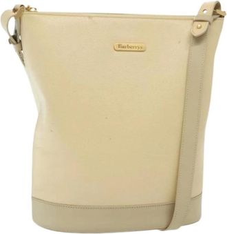 Burberry Pre-owned Bucket Bags, female, Beige, Size: ONE SIZE Pre-owned Leather Shoulder Bag