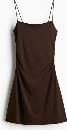 H&M Drapiertes Slip Dress - Brown