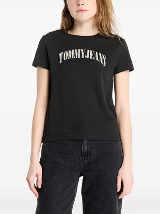 Tommy Jeans logo-print T-shirt - women - Cotton/Recycled Cotton - S - Black