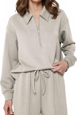 Current Air Collared Half-Zip Pullover Sweatshirt In Fog