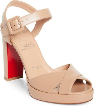 Christian Louboutin Cora Block Heel Sandal in Blush/Lin Blush at Nordstrom, Size 7.5Us