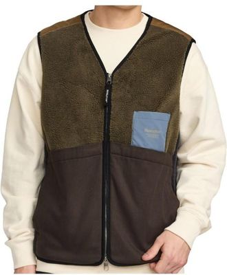 Revolution Blocked Teddy Vest Fleecegilet f&uuml;r Herren | braun