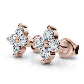 Pompeii3 1/2Ct Jackie Diamond Studs 14k Gold Earrings Lab Grown 1/3 Tall