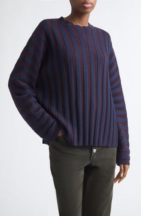 ECKHAUS LATTA Keyboard Stripe Merino Wool Sweater in Port at Nordstrom, Size X-Small